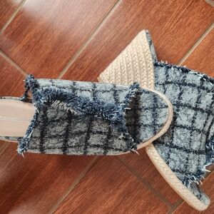 Fashion to Figure Blue Plaid Espadrille Wedges